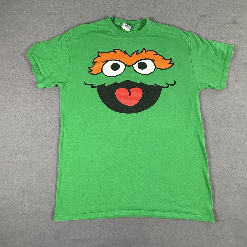SESAME STREET OSCAR THE‎ GROUCH FACE T SHIRT SIZE M Green